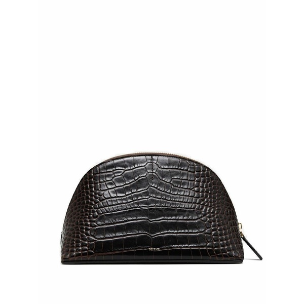 トーテム レディース クラッチペダル御徒面子 御徒面子 Crocodile-embossed clutch bag Brown