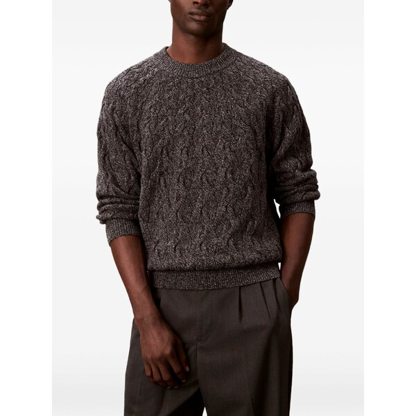 カルバンクライン メンズ ニット&セーター アウター Cable-knit sweater Grey｜asty