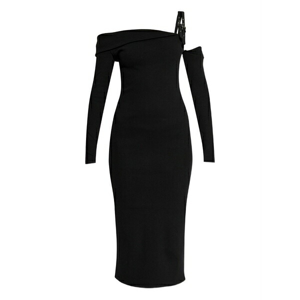 ベルサーチ レディース ワンピース トップス Buckle-detail midi dress Black｜asty