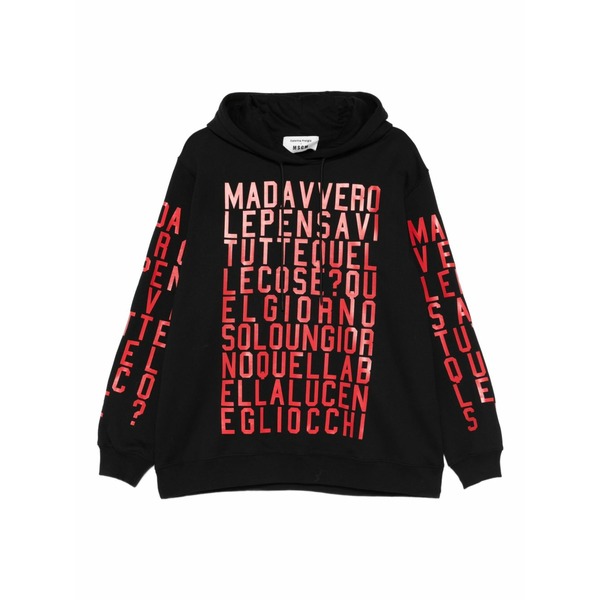 エムエスジイエム レディース パーカー・スウェットシャツ アウター Graphic-print hoodie Black