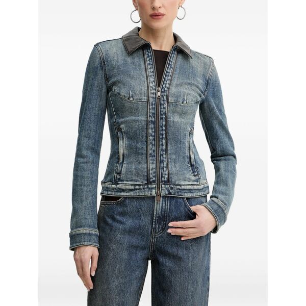 為損ない シックスティ レディース 上衣＆上衣 アウター Zipped denim jacket Blue コート・ジャケット-レディースファッション