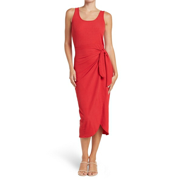 大特価 ソーシャライト レディース ワンピース トップス Ribbed Tank Wrap Midi Dress Red  toothkind.com.au