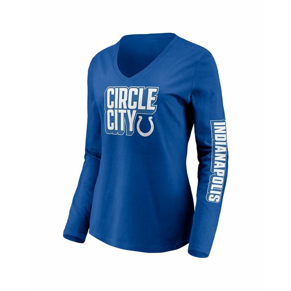 ファナティクス レディース Tシャツ トップス Long Women's Hometown Indianapolis Branded Sleeve Collection Royal Royal T-shirt Colts V-Neck ユニセックスウェア | kitcheninaba.com