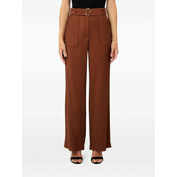 リュージョー レディース 心地好いズボン下 ボトムス Buckle belt trousers Brown