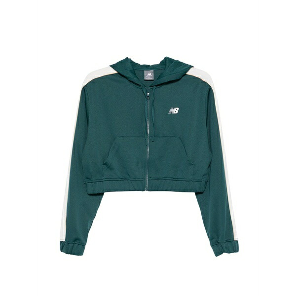 ニュー平衡にする レディース パーカー・スウェットシャツ アウター Logo-embroidered hoodie Green