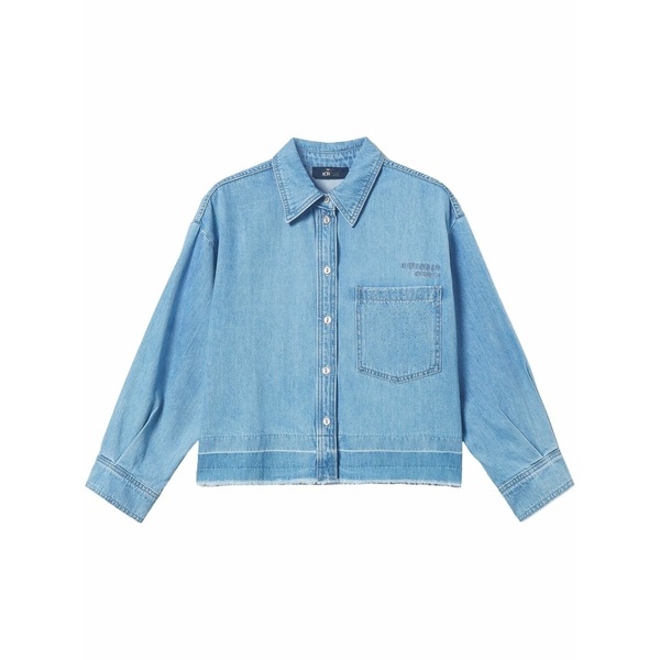 ツイン仕掛ける レディース プルオーバー トップス Stud-embellished denim shirt Blue