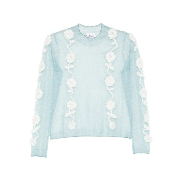 ガニー レディース プルオーバー トップス Floral-appliqu￡ blouse Blue