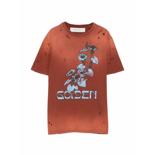 ゴールデングース レディース プルオーバー トップス Distressed-effect floral-print t-shirt Brown