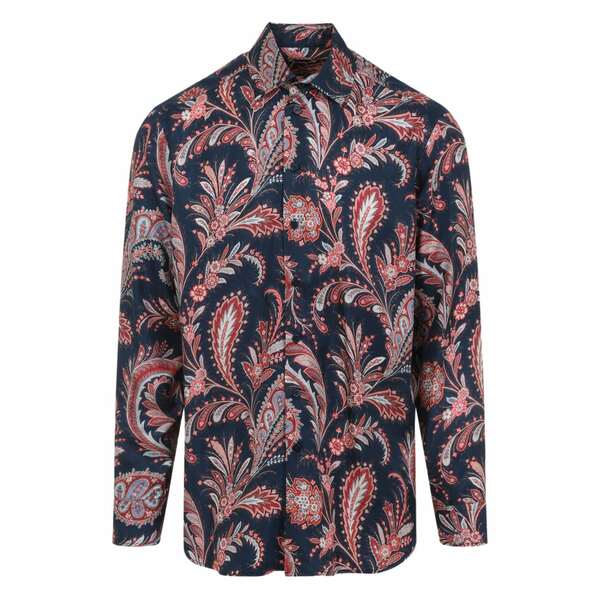 エトロ メンズ プルオーバー トップス Paisley shirt Blue