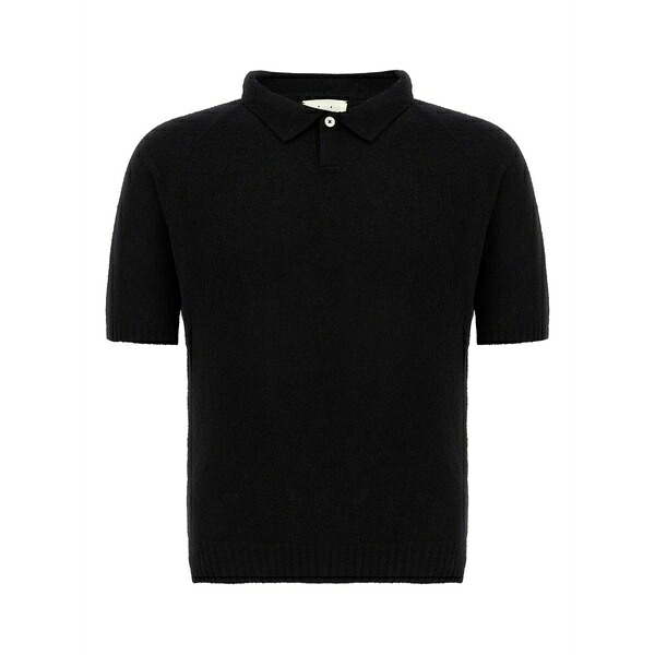 聖処女マリア メンズ スポーツシャツ トップス Ribbed-hem polo shirt Black