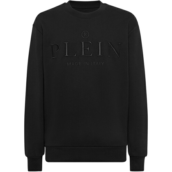 フィリップ飾り気の無い メンズ パーカー・スウェットシャツ アウター Logo-embossed sweatshirt Black