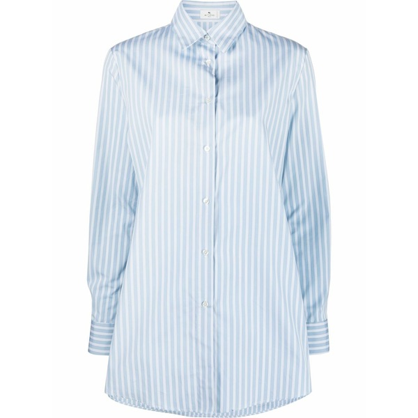 エトロ レディース シャツ トップス Long-sleeve striped shirt Blue｜asty