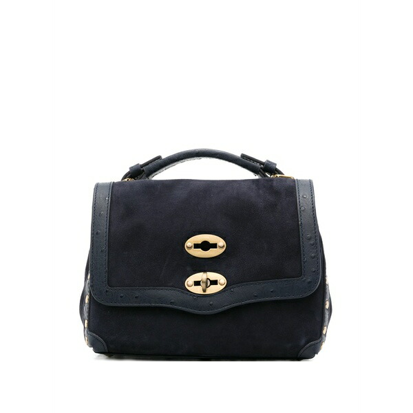 ザネラート レディース ハンドバック 御徒面子 Mini postina stud-embellished twist-lock tote bag Blue