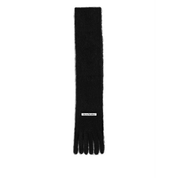 アクネ ストゥディオズ メンズ えり巻き・袈裟・えり巻き 付属物 Logo-patch fringed scarf Black