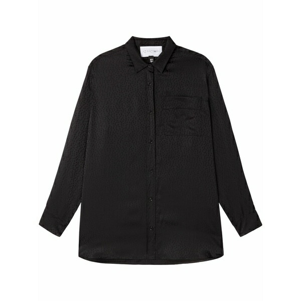 エーゼット 製作所 レディース ティーシャツ トップス Lounge polka-dot jacquard shirt Black