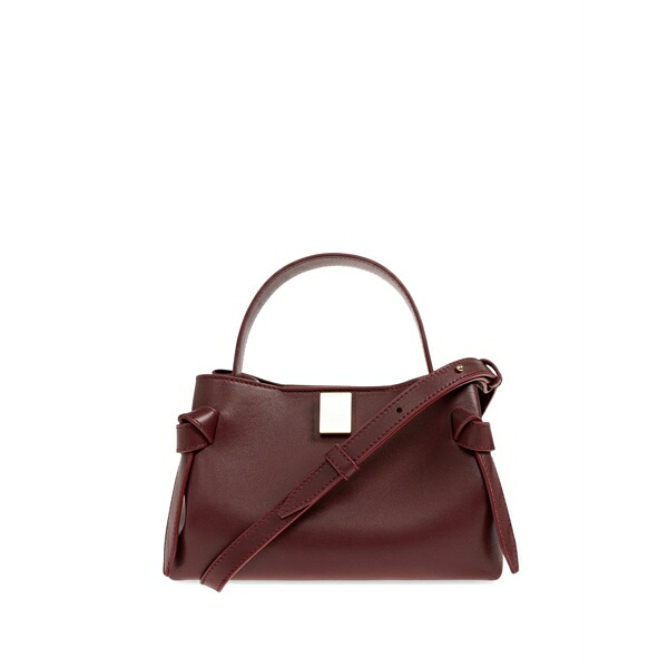 ユゼフィ レディース ハンドバック 御徒面子 Mini gyoza knotted leather tote bag Red