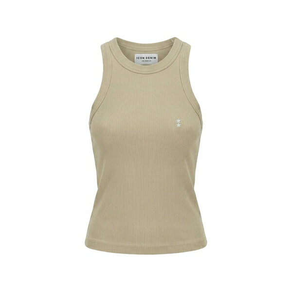 アイコン ジーンズ レディース カットソー トップス Luna ribbed-knit star-embroidered tank top Neutrals