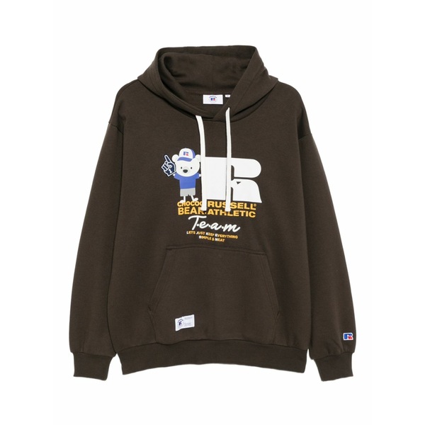 黒茶 メンズ パーカー・スウェットシャツ アウター Embroidered hoodies Brown
