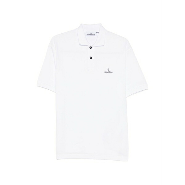 ストーンアイランド メンズ スポーツシャツ トップス Logo-embroidery polo shirt White