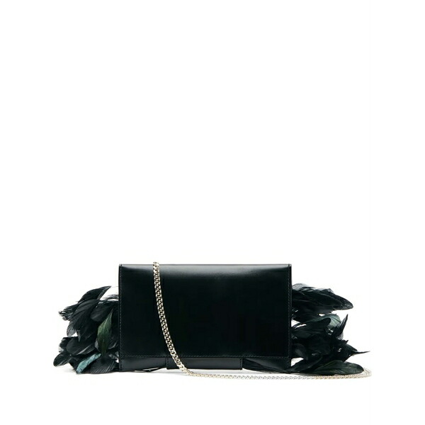 パトリツィア ペペ レディース クラッチペダル御徒面子 御徒面子 Feather-trim clutch bag Black