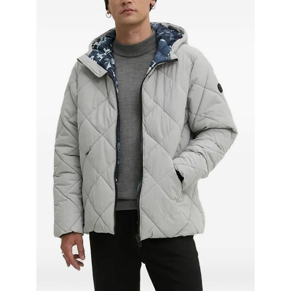 デジグアル メンズ 上衣＆上衣 アウター Diamond-pattern reversible padded jacket Grey