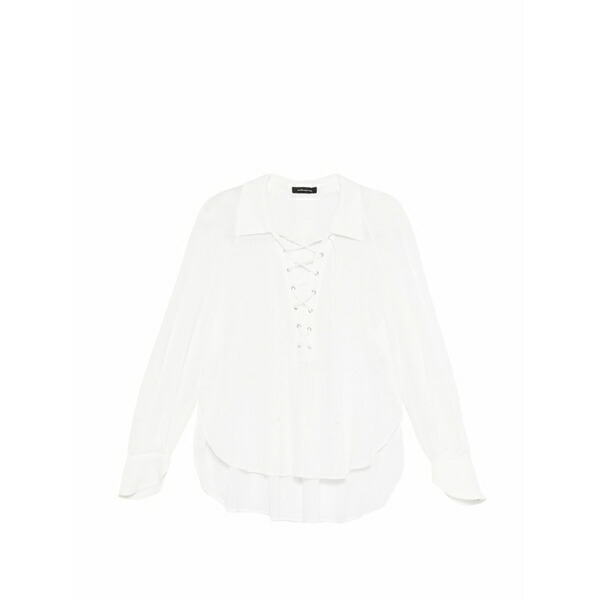 バーバラ ブイ レディース プルオーバー トップス Lace-up blouse White