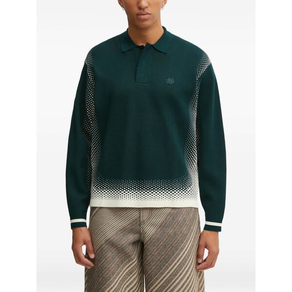 フィリングピース メンズ スポーツシャツ トップス Long-sleeves polo shirt Green