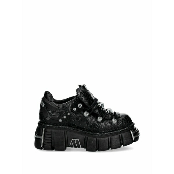 ニュー鍵を掛ける レディース スニーカー シューズ Silver-tone hardware textured sneakers Black