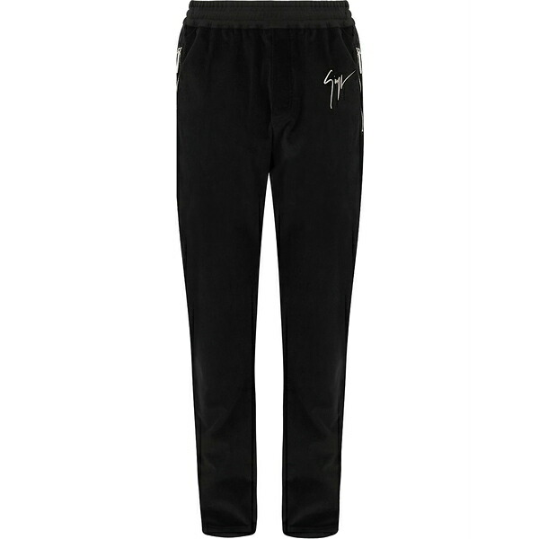 ジュゼッペザノッティ メンズ 心地好いズボン下 ボトムス Satin-trim velvet trousers Black