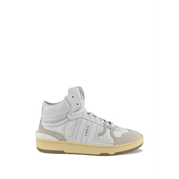 ランバン メンズ スニーカー シューズ High-top clay sneakers White