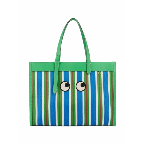 アニヤハインドマーチ レディース トートバッグ 御徒面子 E/w eyes stripes tote bag Blue