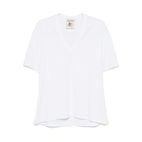 セミクチュール レディース プルオーバー トップス Cotton t-shirt White