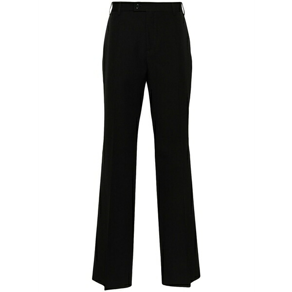 象牙色 メンズ 心地よいズボン下 ボトムス Straight-leg wool trousers Black