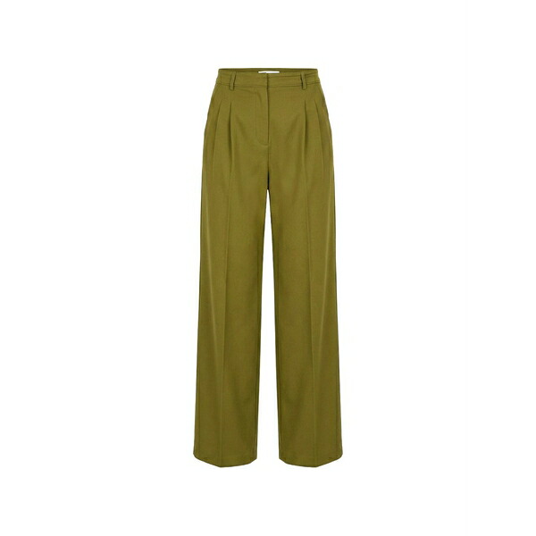 ベネトン  レディース 心地好いズボン下 ボトムス Pleated straight-leg trousers Green