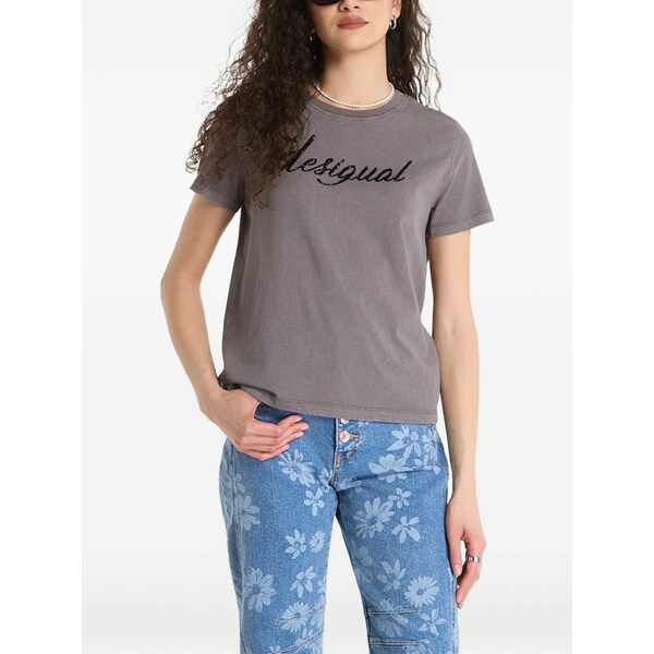 デジグアル レディース ティーシャツ トップス Sequin-logo t-shirt Grey
