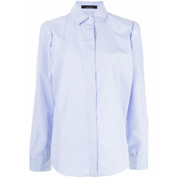 鍵を掛ける レディース プルオーバー トップス Pinstripe-print tailored long-sleeve shirt Blue