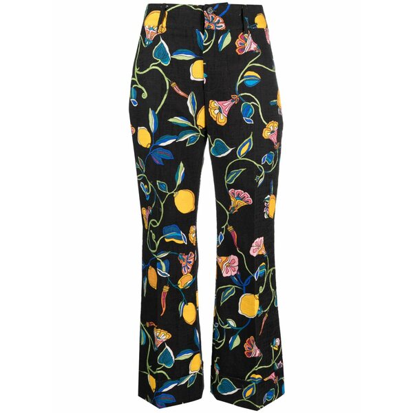 ラ・ダブル・ジェイ レディース 心地よいズボン下 ボトムス Hendrix floral-print cropped trousers Black