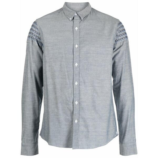 個人的店卸し資産 メンズ プルオーバー トップス Embroidered-detail linen shirt Blue