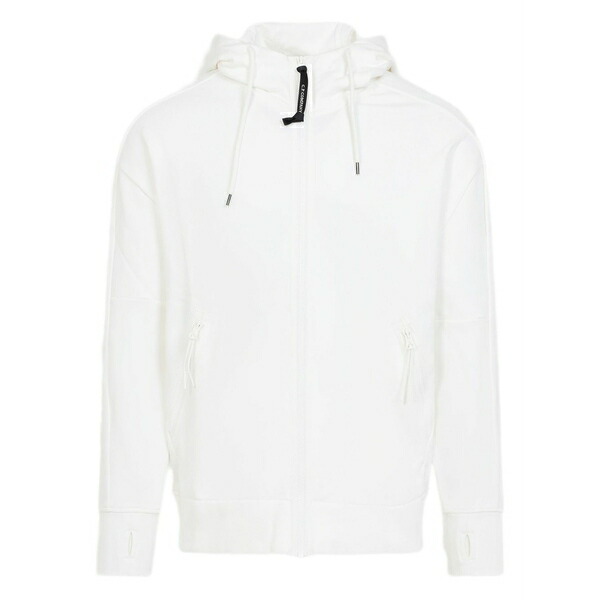 シーピーカンパニー メンズ パーカー・スウェットシャツ アウター Goggle-detail zip-up hoodie White
