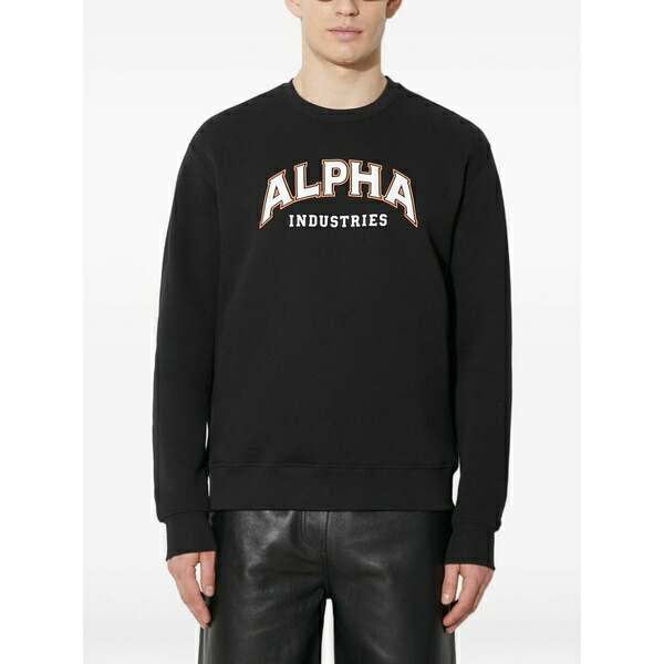 アルファインダストリーズ メンズ パーカー・スウェットシャツ アウター College sweatshirt Black