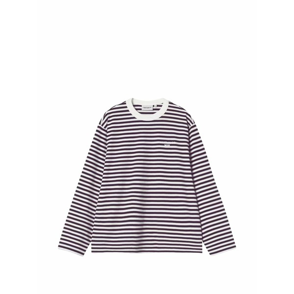 鉄道車両ハート型 レディース ティーシャツ トップス Ezra striped long-sleeved t-shirt Purple