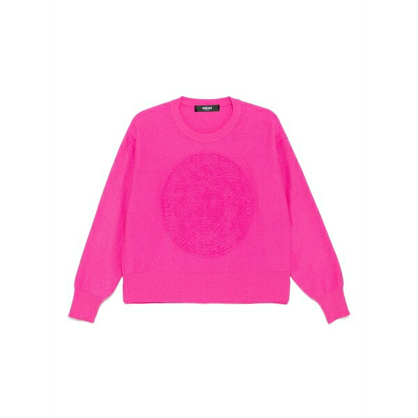 ヴェルサーチ レディース 編み物\u0026スウェーター アウター Logo-knit jumper Pink