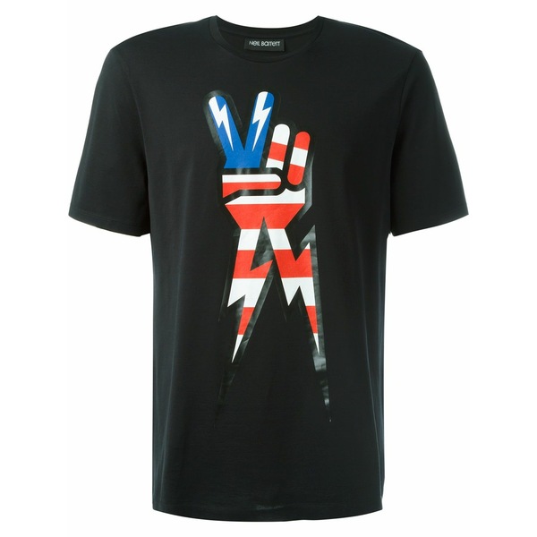 ニールバレット メンズ プルオーバー トップス Peace sign print t-shirt Black