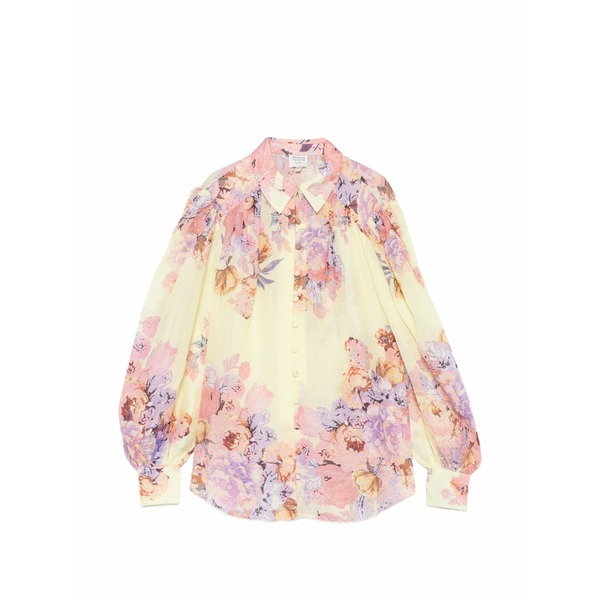 へマント\u0026ナンディータ レディース プルオーバー トップス Kysha floral-print puff-sleeve blouse Yellow