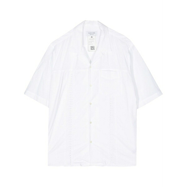 米国海兵隊員 独居室 メンズ プルオーバー トップス Lace-detail cotton shirt White