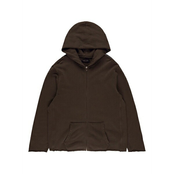 レスティエン メンズ パーカー・スウェットシャツ アウター Raw-edge zip-up hoodie Brown