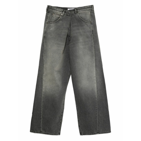 暗然たる運動場 メンズ ジーンズズボン下 ボトムス Wrap-effect jeans Grey