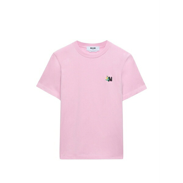 エムエスジイエム レディース Tシャツ トップス Embroidery t-shirt Pink｜asty