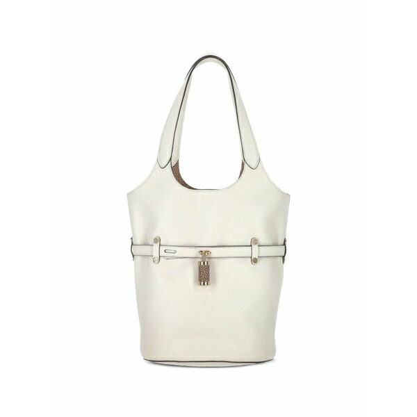 ボルボネーゼ レディース ショルダーバッグ 御徒面子 Small secchiello padlock-detail pebbled leather shoulder bag White