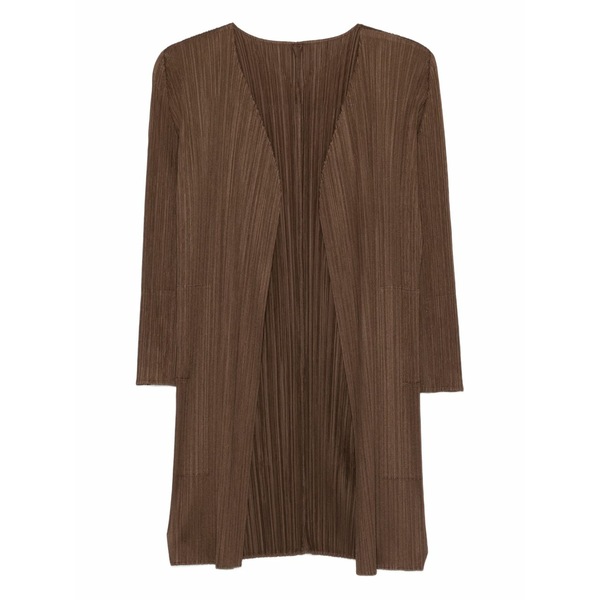 筋目 プリーズ イッセイ ミヤケ レディース 厚地の外套 アウター Pleated coat Brown